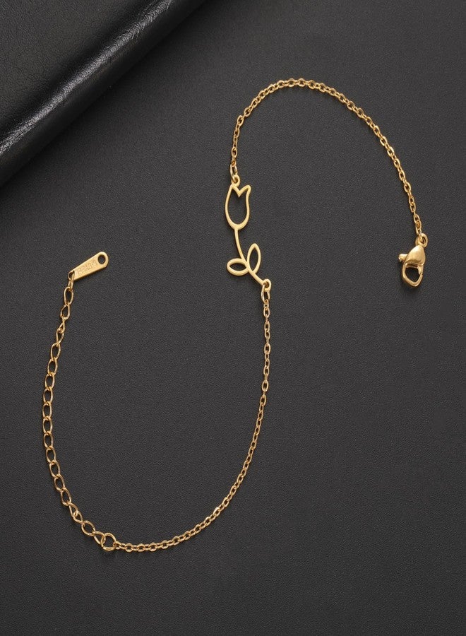 UNIFT Tulip Charm Bracelet for Women Stainless Steel Dainty Elegant Tulip Flower Bracelets Tulip Jewelry Mother's Day Gifts (gold) - Image 5